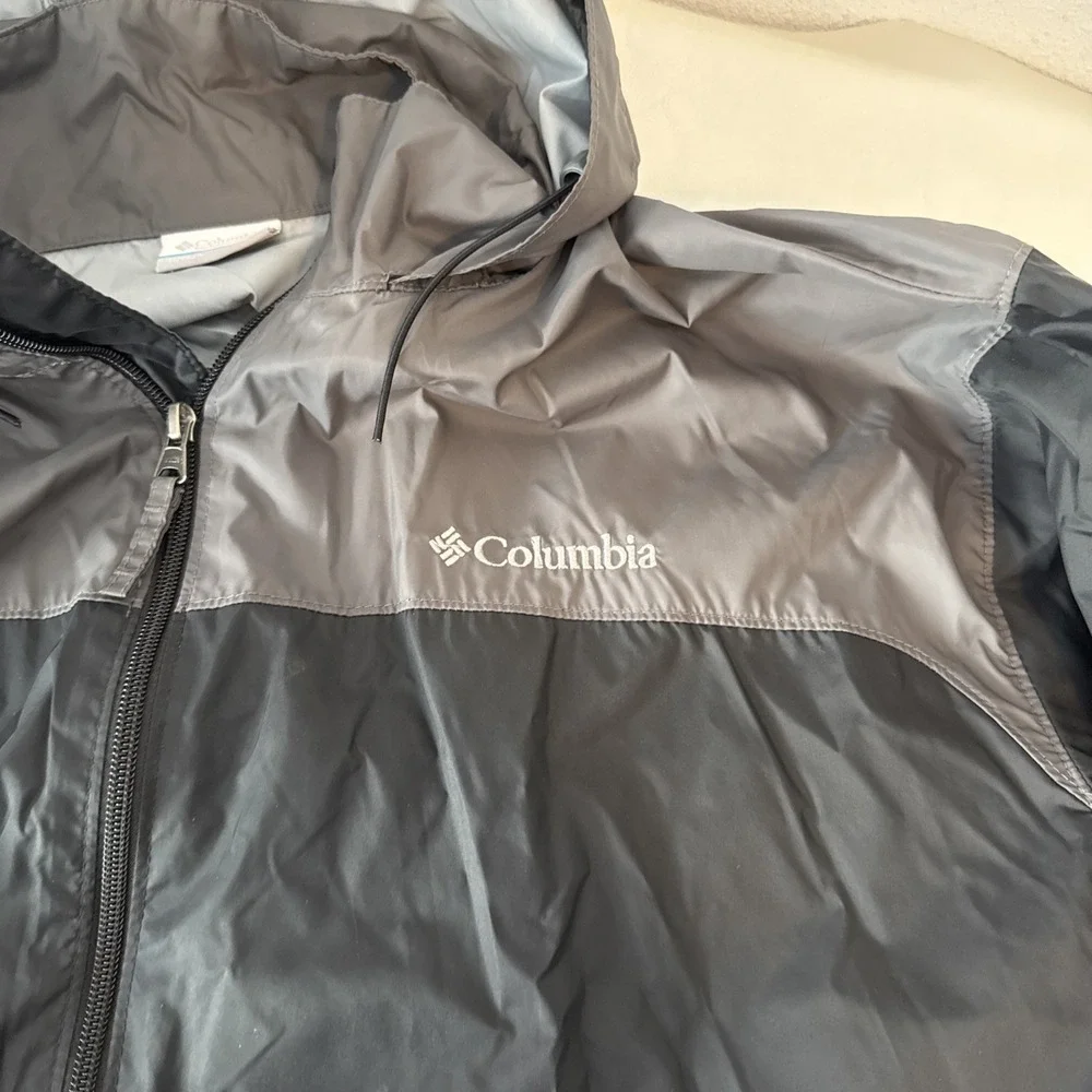 Columbia Glennaker Lake II Rain Jacket Black Gray Hooded Full Zip Men's XXL 2XL